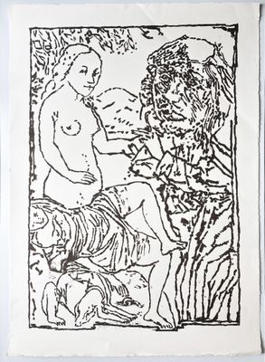 an image of a drawing of a man and a woman sitting on a bench