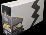 a white box with a black and yellow design on it