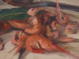 a painting of a bunch of carrots on a table