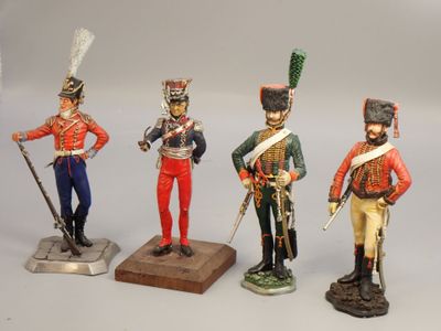 Figurines d'artistes - Empire, 90 mm, 4 officiers, sur base …