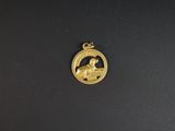 un gros plan d'une médaille d'or sur laquelle figure un cheval