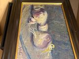 a picture of a painting of a woman in a hat