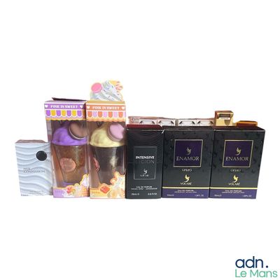 a lot of different types of perfumes in the box