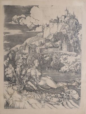 an image of a drawing of a mermaid and a man in the water