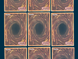 nine squares of different colors with a black hole in the middle