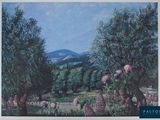 une photo d'un tableau représentant des fleurs dans un champ