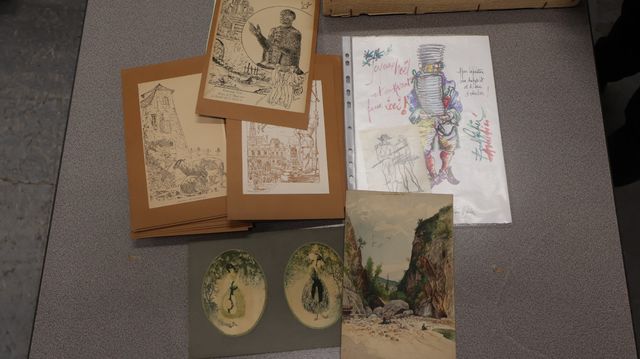 Lot de gravures, dessin de Roch Popelier