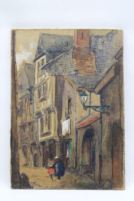 une image d'une peinture représentant une femme marchant dans une rue