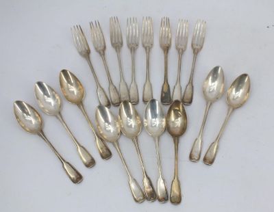 a lot of silver spoons and forks on the table