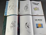 several pages of a book with drawings of people on them