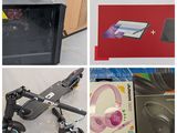quatre images différentes d'une boîte sur laquelle figure un ordinateur
