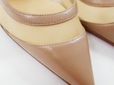 the woman ' s shoes are made of leather and have a pointed toe