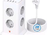 an image of a white power strip with two plugs connected to it