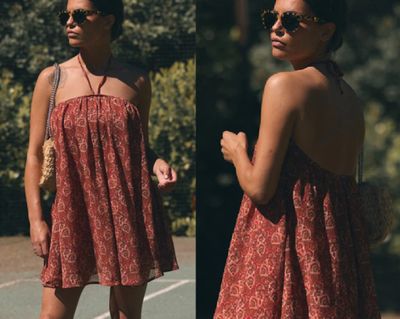 deux photos d'une femme en robe sur un court de tennis