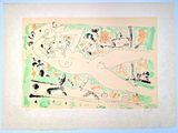 an image of a painting of a nude woman laying on a bed