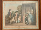 painting of a family gathering in a country setting with a dog