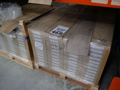 a stack of boxes sitting on a pallet in a store