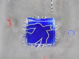 a picture of a picture of a blue horse in a square