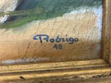 an image of a close up of a painting on a wooden frame