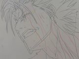 drawing of a man with long hair and a face with a mohawk