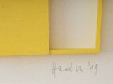 a picture of a bathroom with a toilet and a yellow cabinet