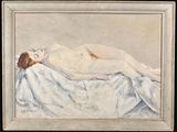 une image d'une peinture représentant une femme allongée sur un lit