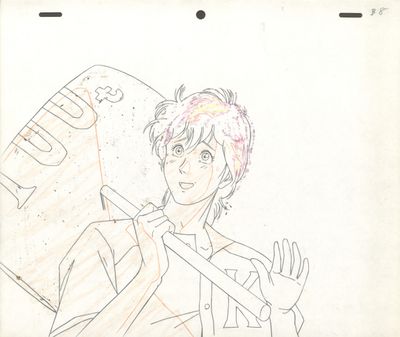 dessin représentant un homme tenant une batte de baseball dans la main droite
