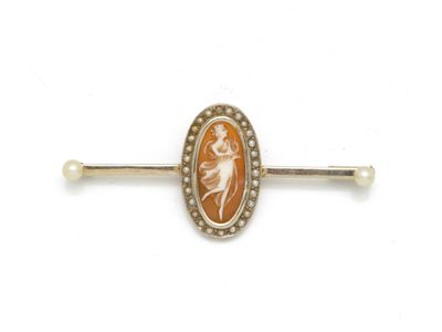 un gros plan sur une broche représentant une femme