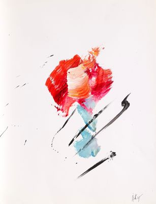 une image représentant une peinture d'une fleur rouge sur fond blanc