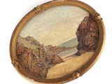 une image représentant un tableau représentant une scène de plage, dans un cadre doré