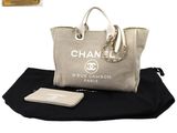 chanel canvas tote bag with chain handles