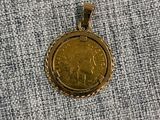 a close up of a coin on a piece of cloth