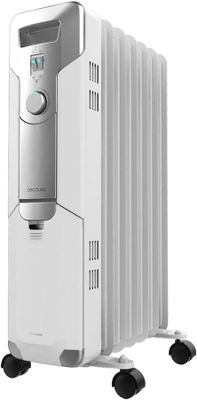 an image of a white oil filled radiator sitting on top of a stand