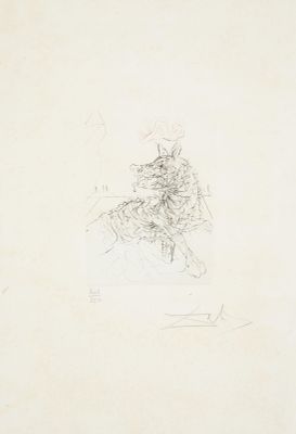 une image représentant un dessin d'un homme assis sur un cheval