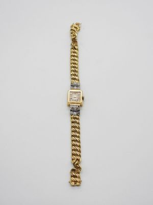 Montre-bracelet pour dames en or jaune 18 carats