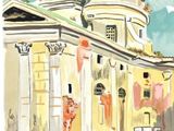 a painting of a building with a dome on top
