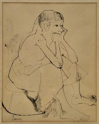 l'image d'un dessin d'un homme assis sur le sol