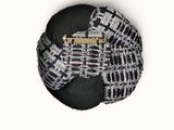 a picture of a black and white plaid hat with a metal pin