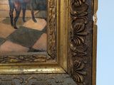 an image of a painting of a man with a horse in a room