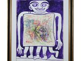 un tableau représentant un homme tenant un morceau de papier dans ses mains