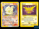 two pokemon cards are shown side by side on a black background