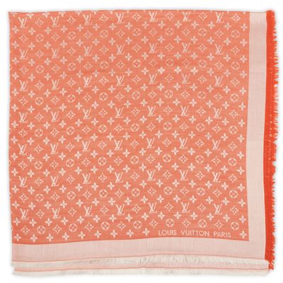 Foulard Louis Vuitton orange à motif Monogramme