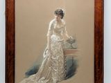 an image of a painting of a woman in a white dress