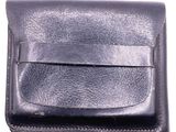 leather business card case on white background with clipping for money