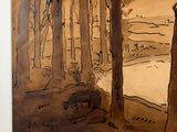 a picture of a painting of a bear in the woods