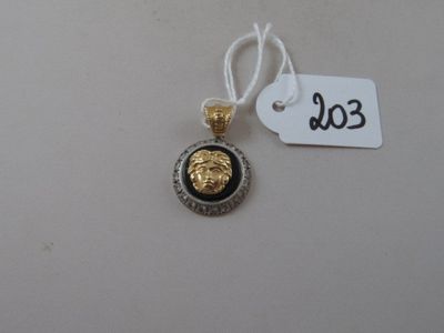 an image of a necklace with a lion head on it