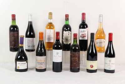 les nombreuses bouteilles de vin alignées sur la table