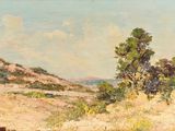 un tableau représentant des vaches paissant dans un champ près d'un arbre