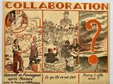 an old poster with a picture of a group of people and a question mark