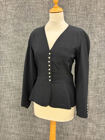 CACHAREL – Chemisier bustier noir, laçage au dos. Taille : 38-40